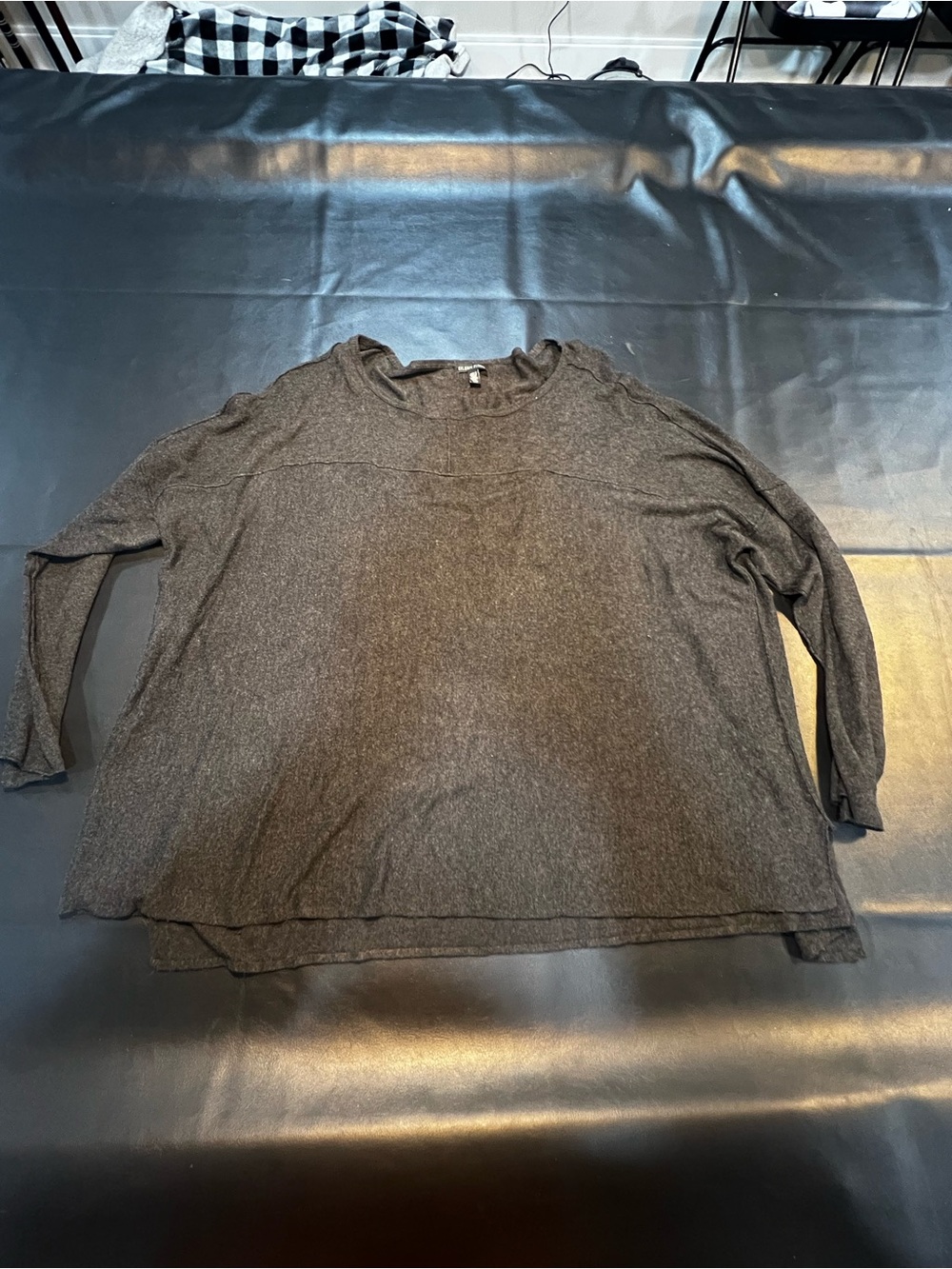 Eileen Fisher Italian Yarn Split Hem Oversized Gray Sweater Size Large